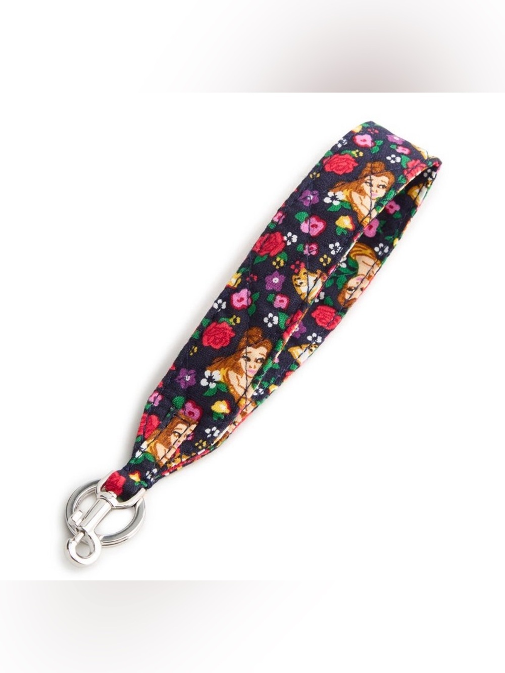 Vera Bradley NWT Disney keychain Wide Wristlet Strap Belle Disney princess rose